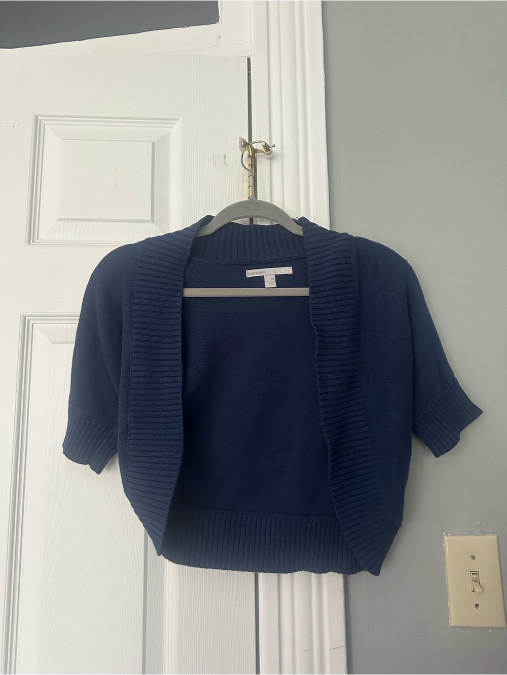 Old Navy Navy Short-Sleeve Open Front Shrug Cardigan